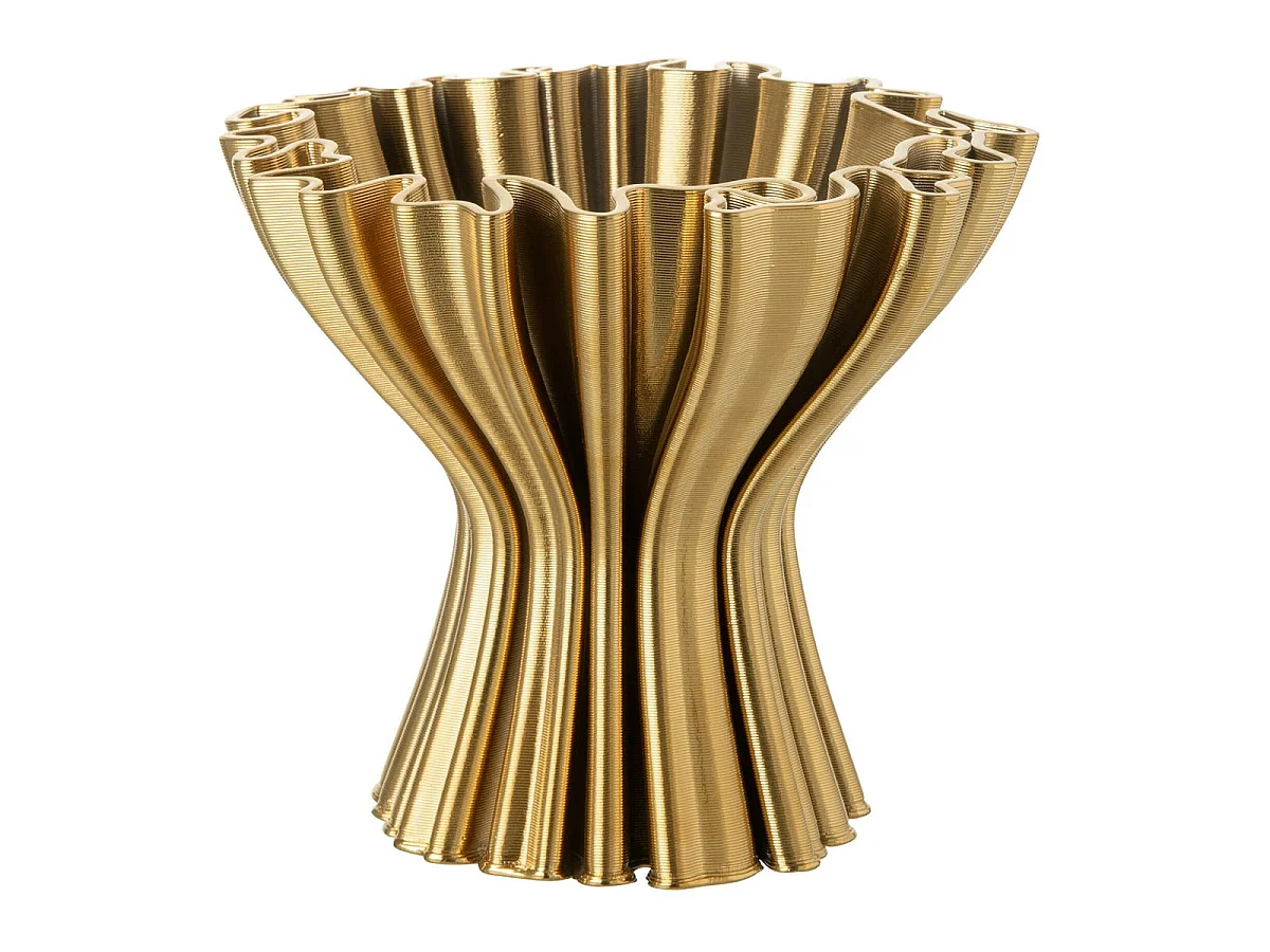 Vase Design en Porcelaine "Impression 3D" 25cm Doré