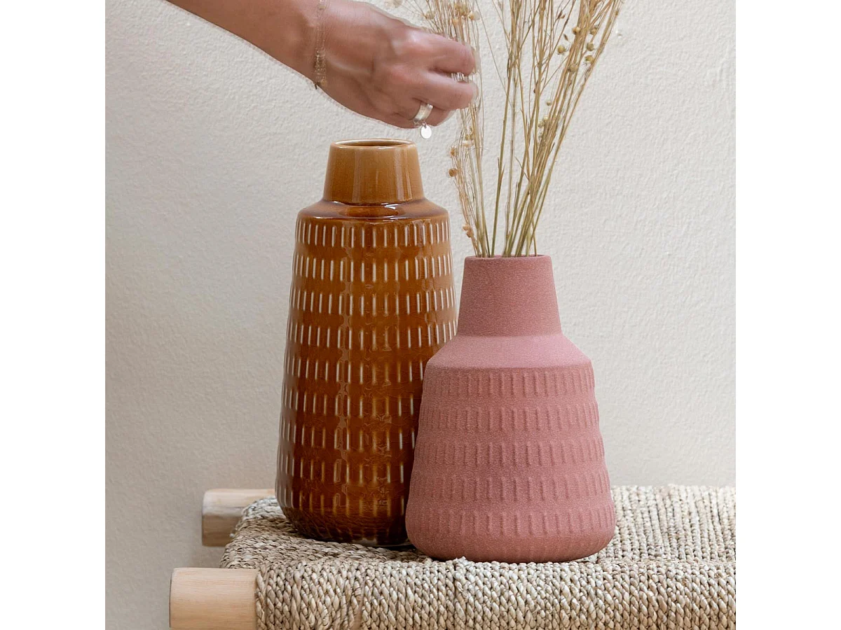 Vase Déco en Porcelaine "Ria" 23cm Terracotta