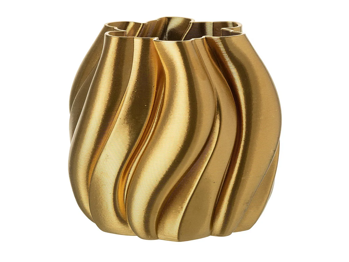 Vase Déco en Porcelaine "Impression 3D" 22cm Doré