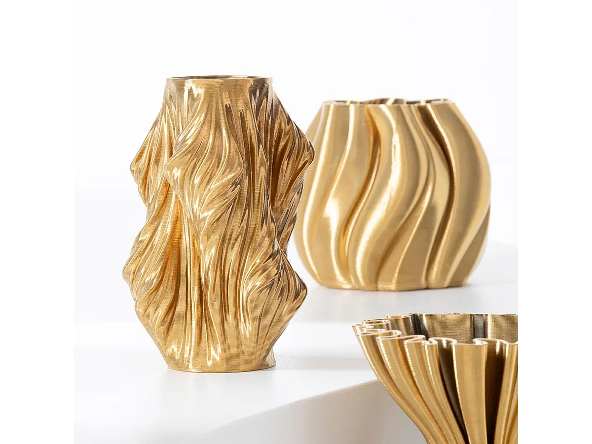 Vase Déco en Porcelaine "Impression 3D" 22cm Doré