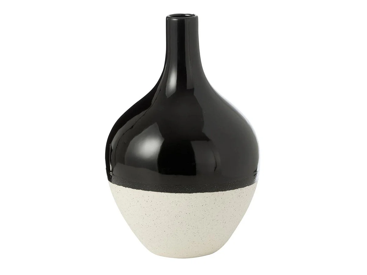 Vase Déco en Porcelaine "Iva" 32cm Noir & Blanc