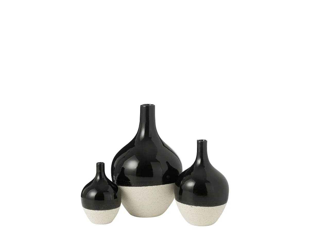 Vase Déco en Porcelaine "Iva" 32cm Noir & Blanc