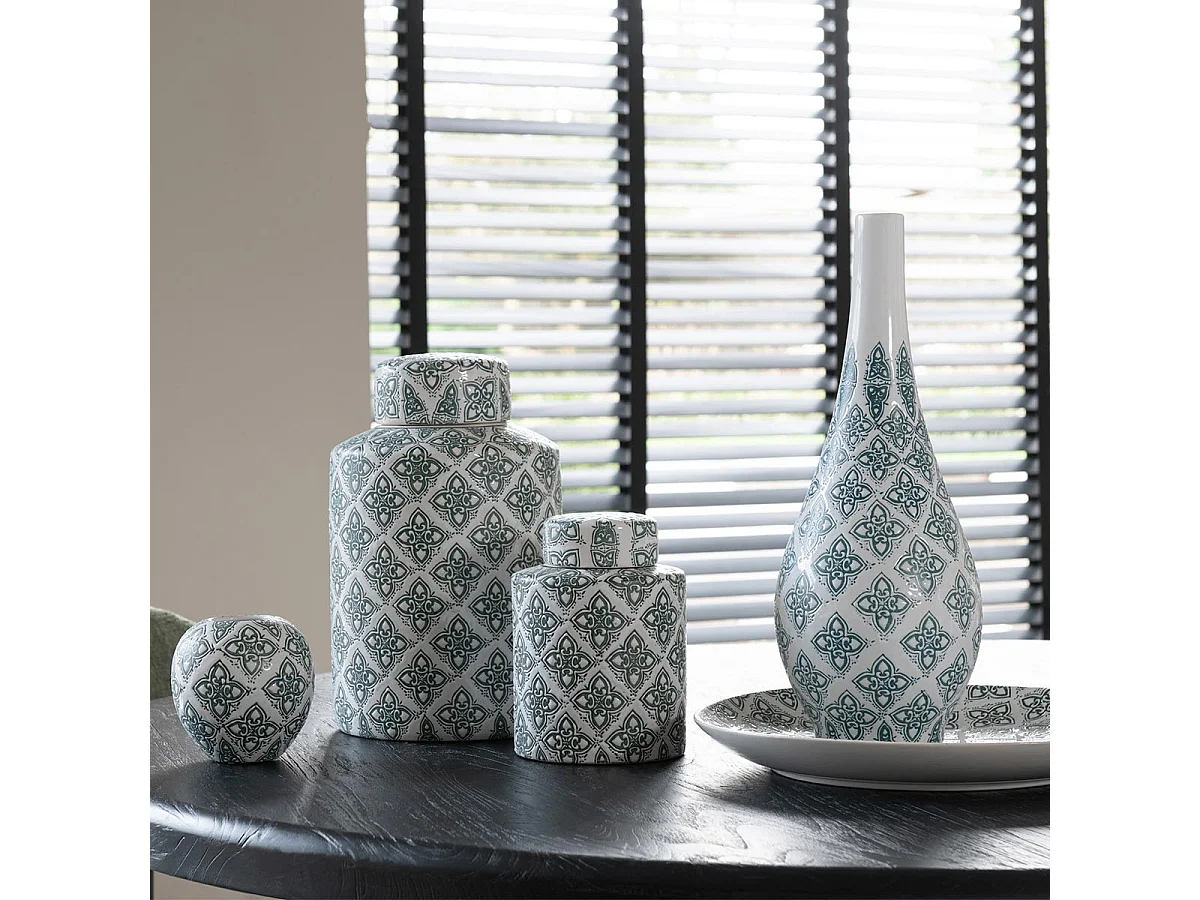 Vase Poire en Porcelaine "Kousa" 43cm Bleu & Blanc