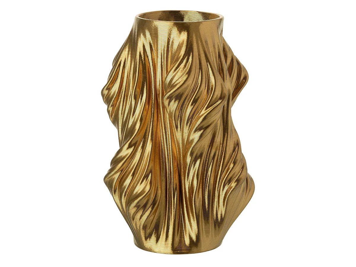 Vase Déco en Porcelaine "Impression 3D" 28cm Doré