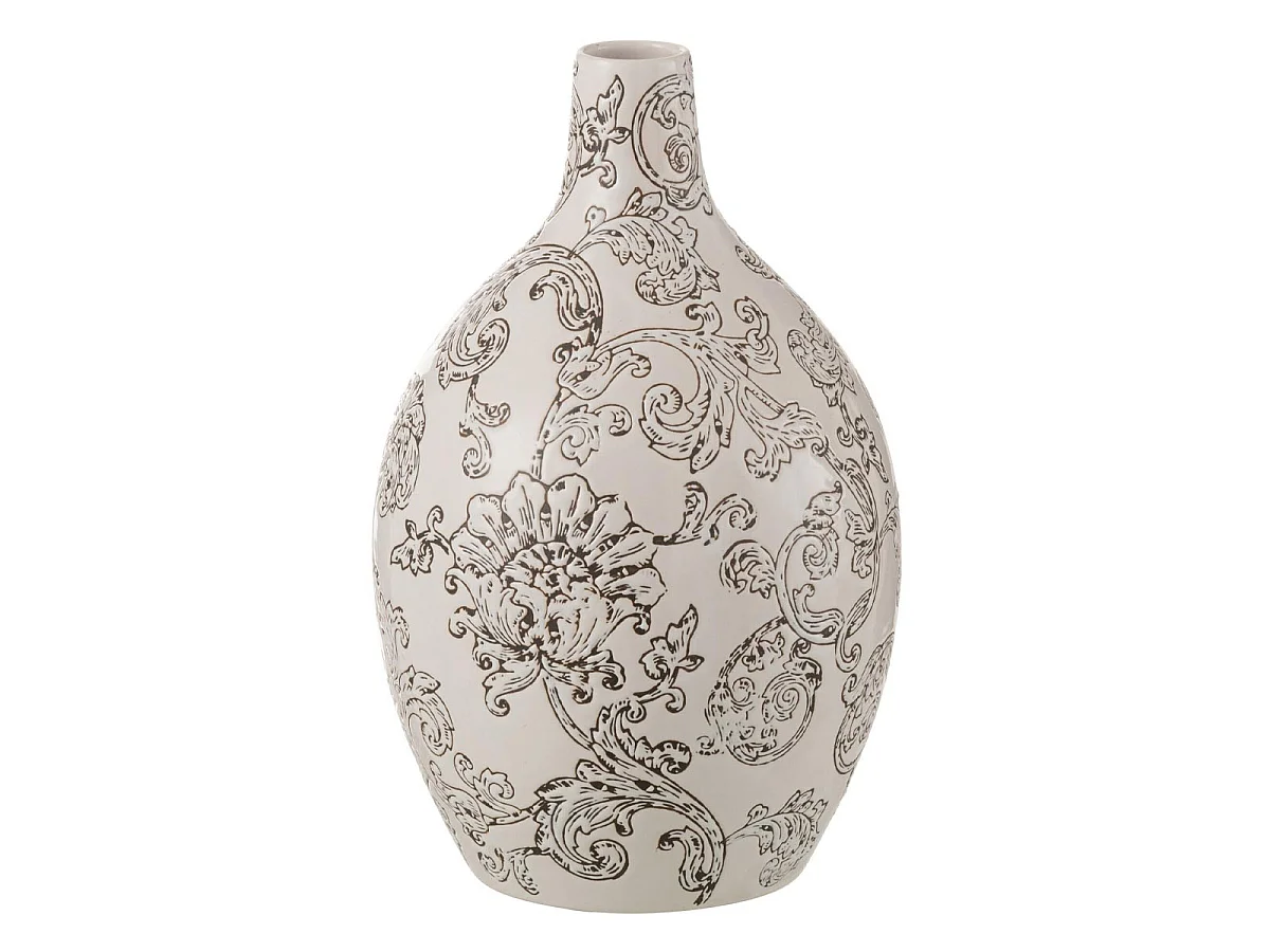 Vase Rond en Porcelaine "Zen" 33cm Noir & Blanc