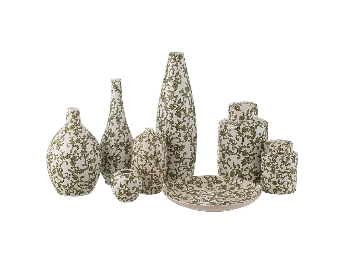 Vase Déco en Porcelaine "Yezi" 53cm Vert & Blanc