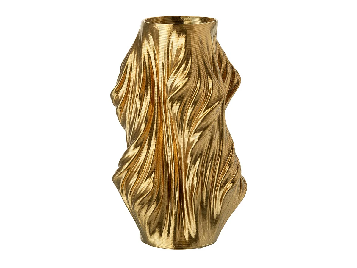 Vase Déco en Porcelaine "Impression 3D" 41cm Doré