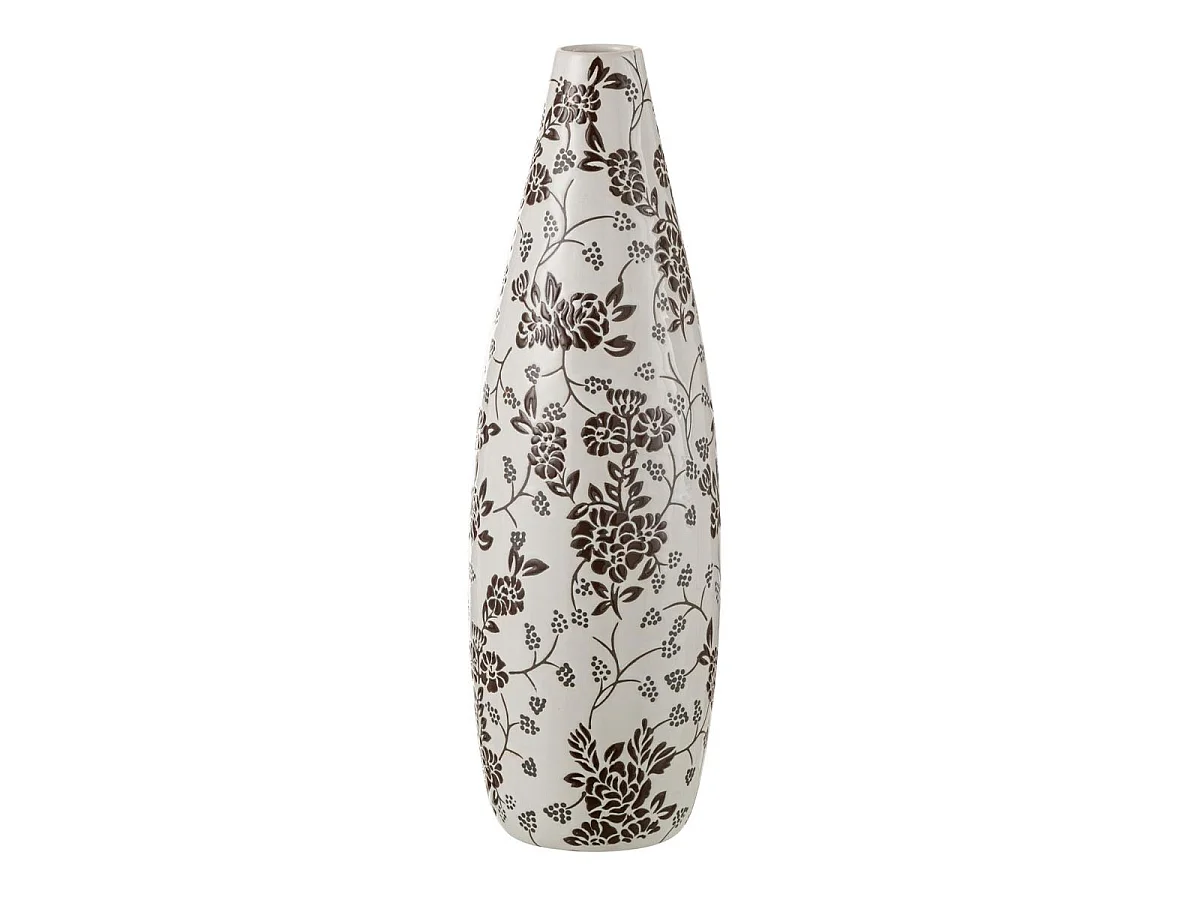 Vase Déco en Porcelaine "Zen" 53cm Noir & Blanc