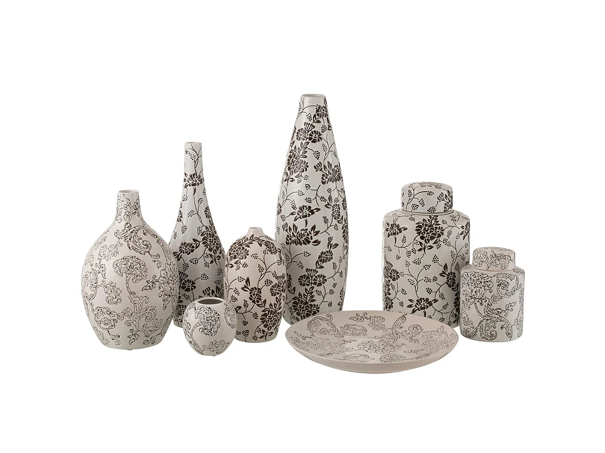 Vase Déco en Porcelaine "Zen" 24cm Noir & Blanc