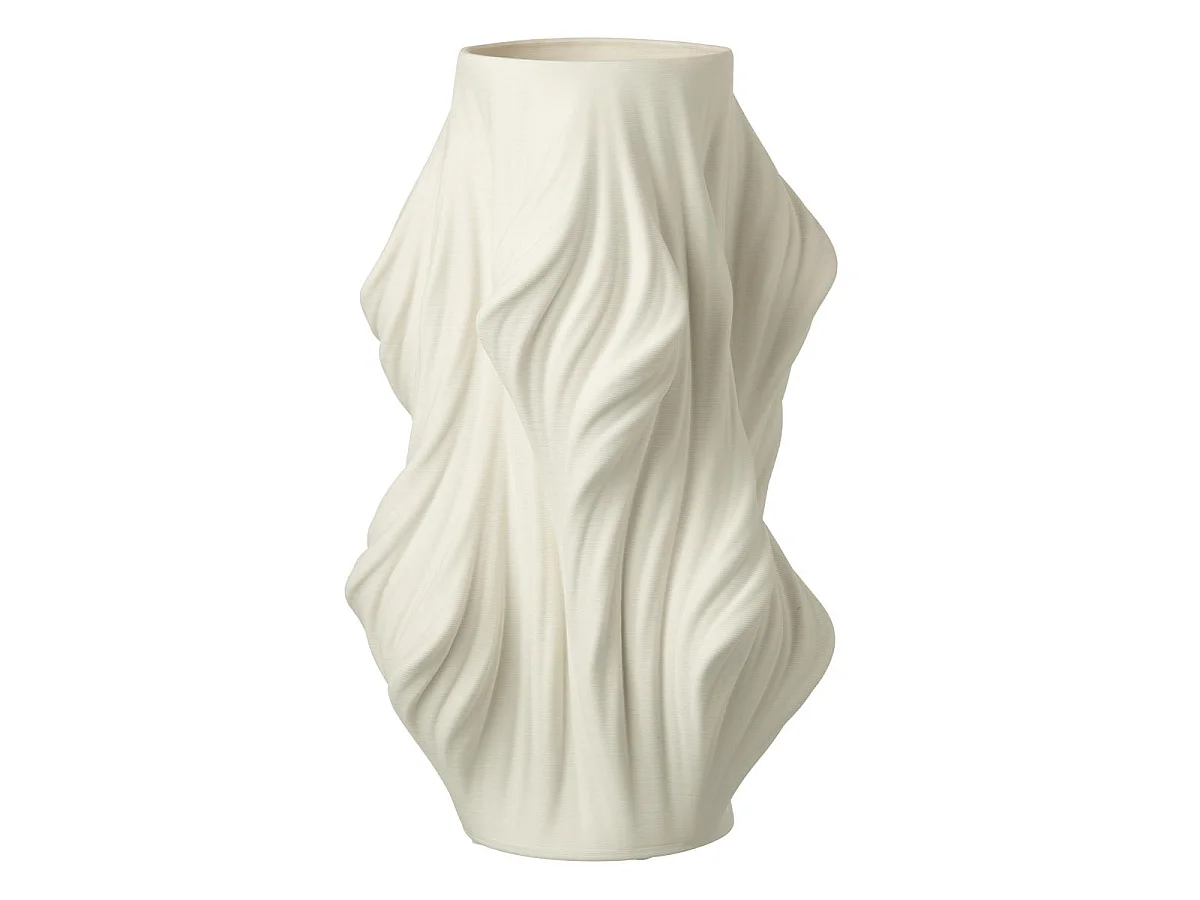 Vase Déco en Porcelaine "Impression 3D" 40cm Blanc