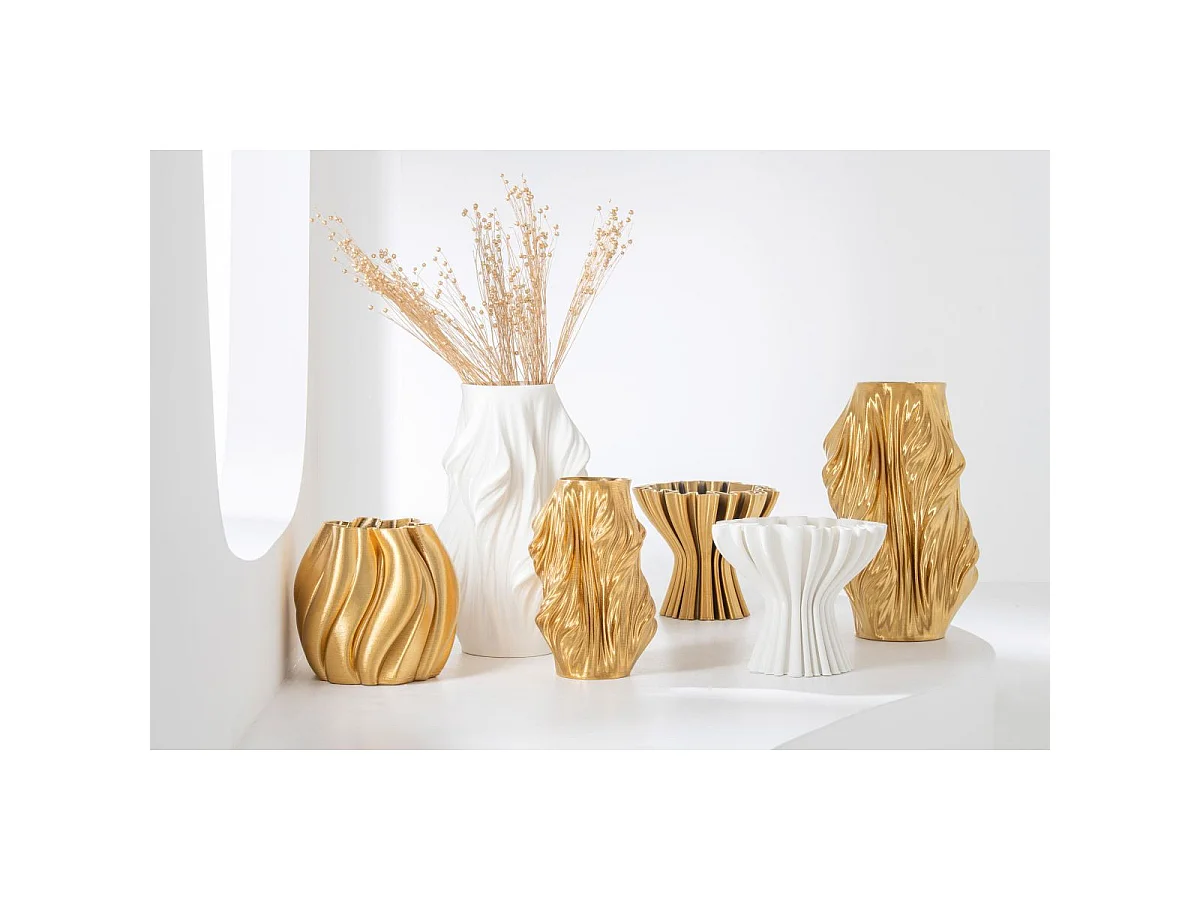 Vase Déco en Porcelaine "Impression 3D" 40cm Blanc