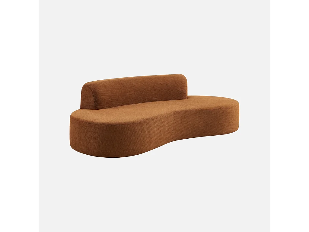 Canapé virgule organique 3 places tissu chenille terracotta - Curv