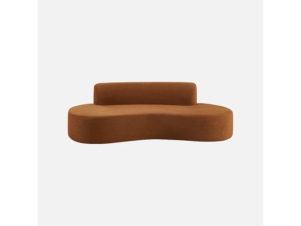 Canapé virgule organique 3 places tissu chenille terracotta - Curv