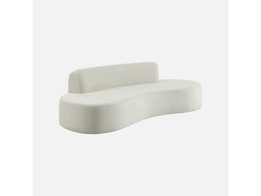 Canapé virgule organique 3 places tissu chenille blanc - Curv