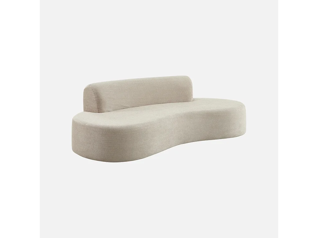 Canapé virgule organique 3 places tissu chenille beige - Curv