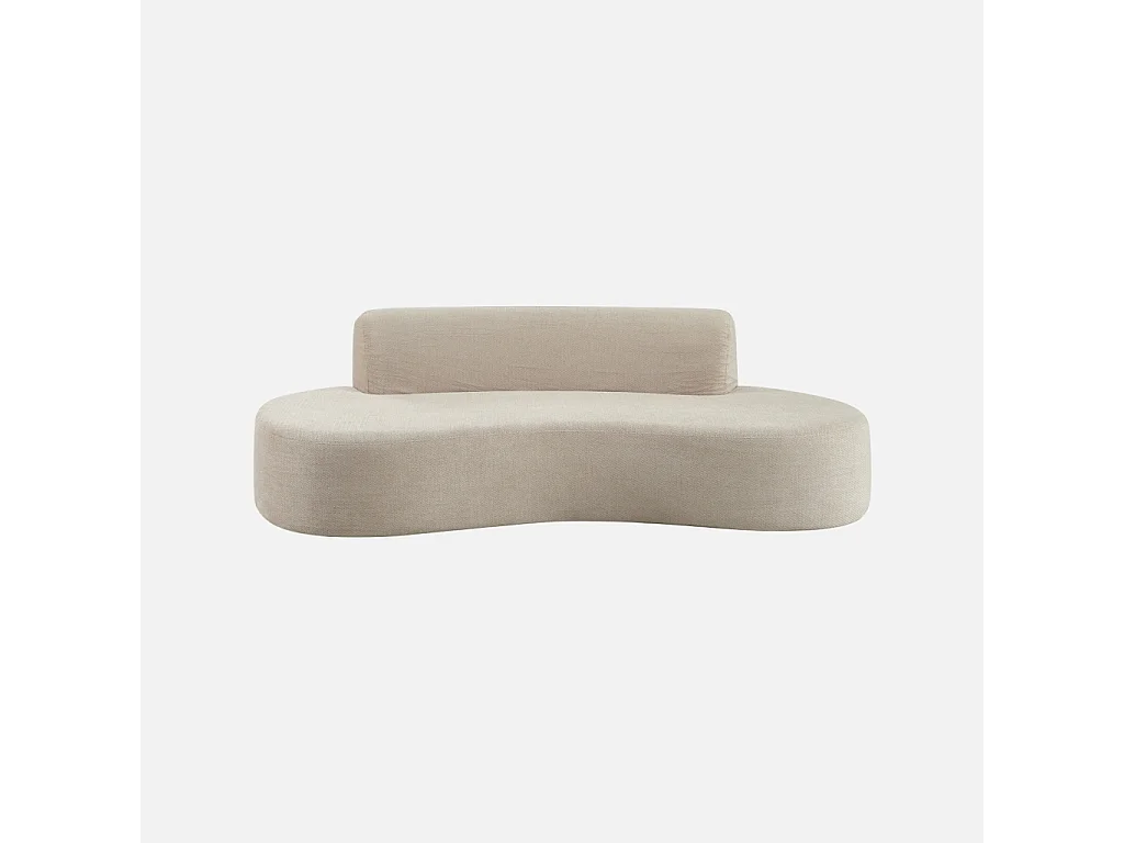 Canapé virgule organique 3 places tissu chenille beige - Curv