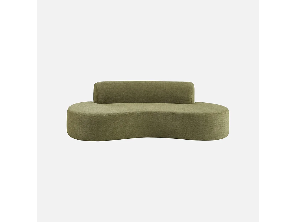 Canapé virgule organique 3 places tissu chenille kaki - Curv