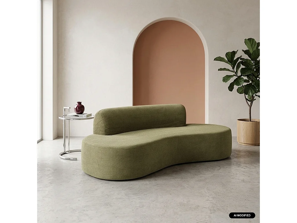 Canapé 3 places en tissu chenille kaki CURV