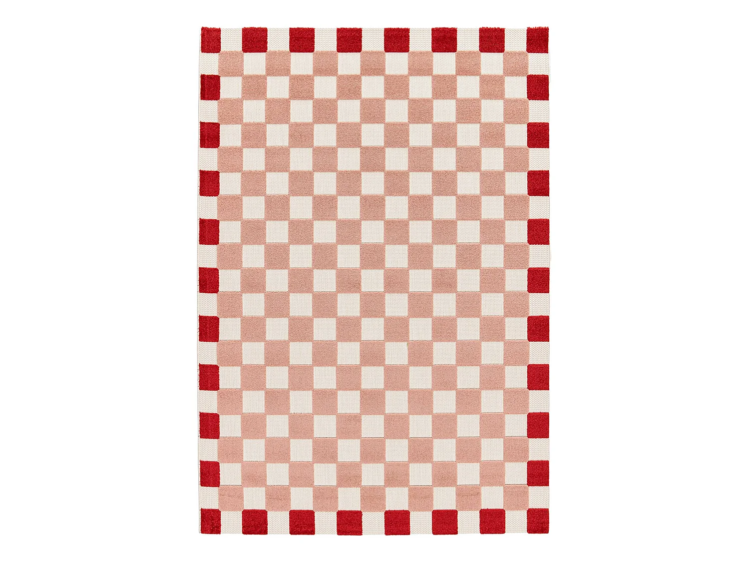 Tappeto da interno/esterno a scacchi rosa e rosso