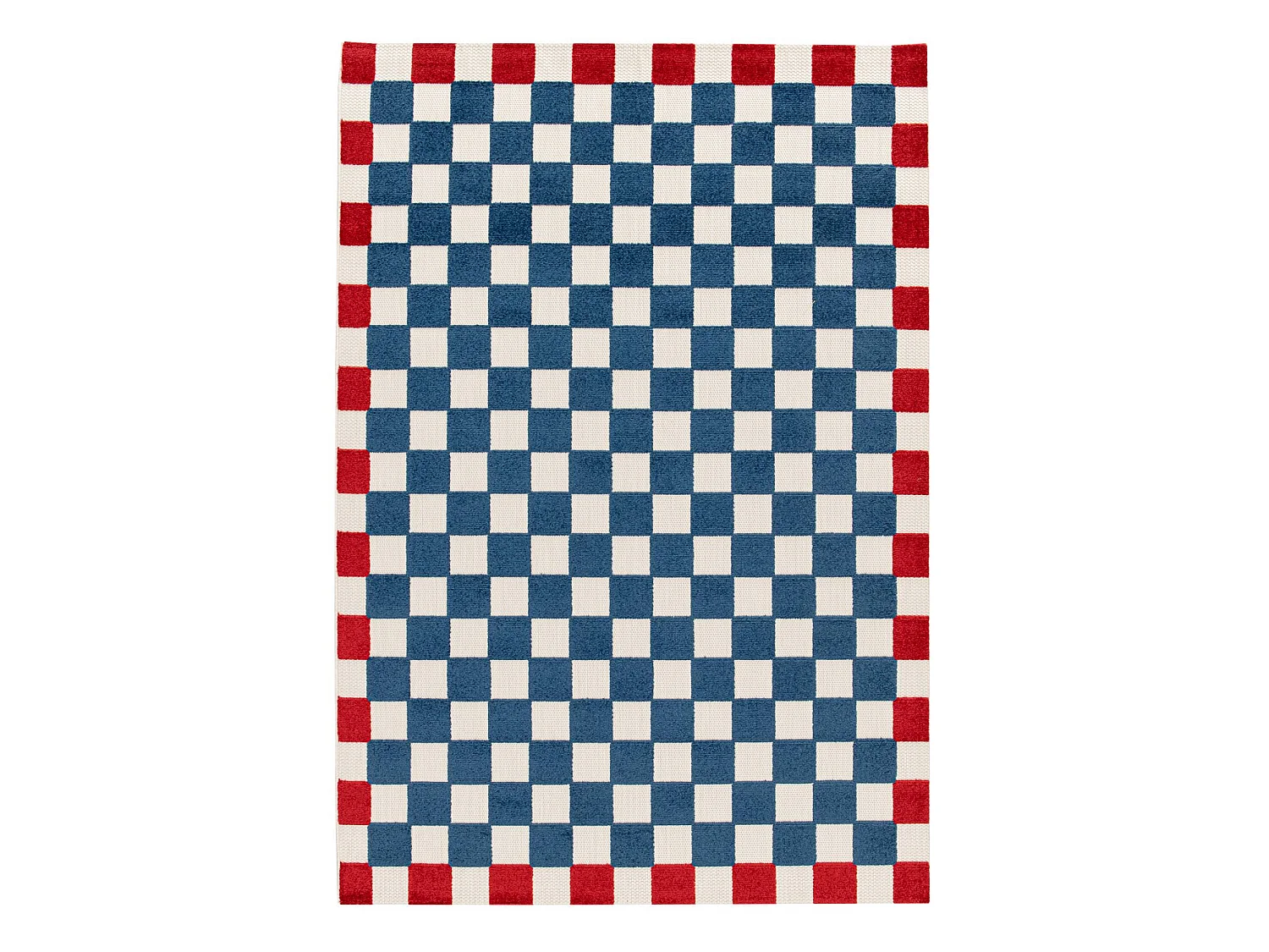 Tapis intérieur/extérieur damier bleu et rouge 80x150cm - Octave