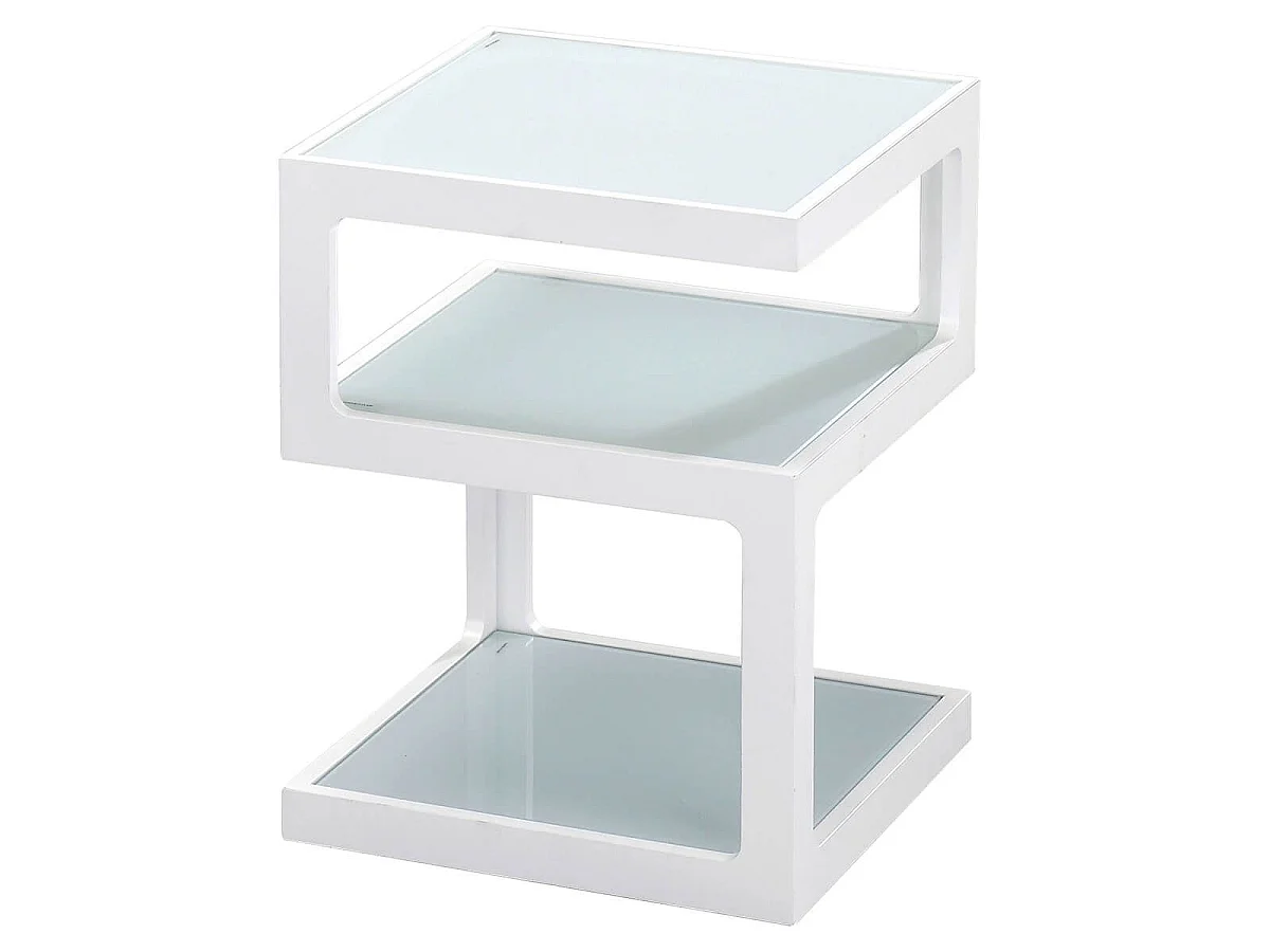 Bout de canapé design cubique plateaux en verre blanc - SQUARE