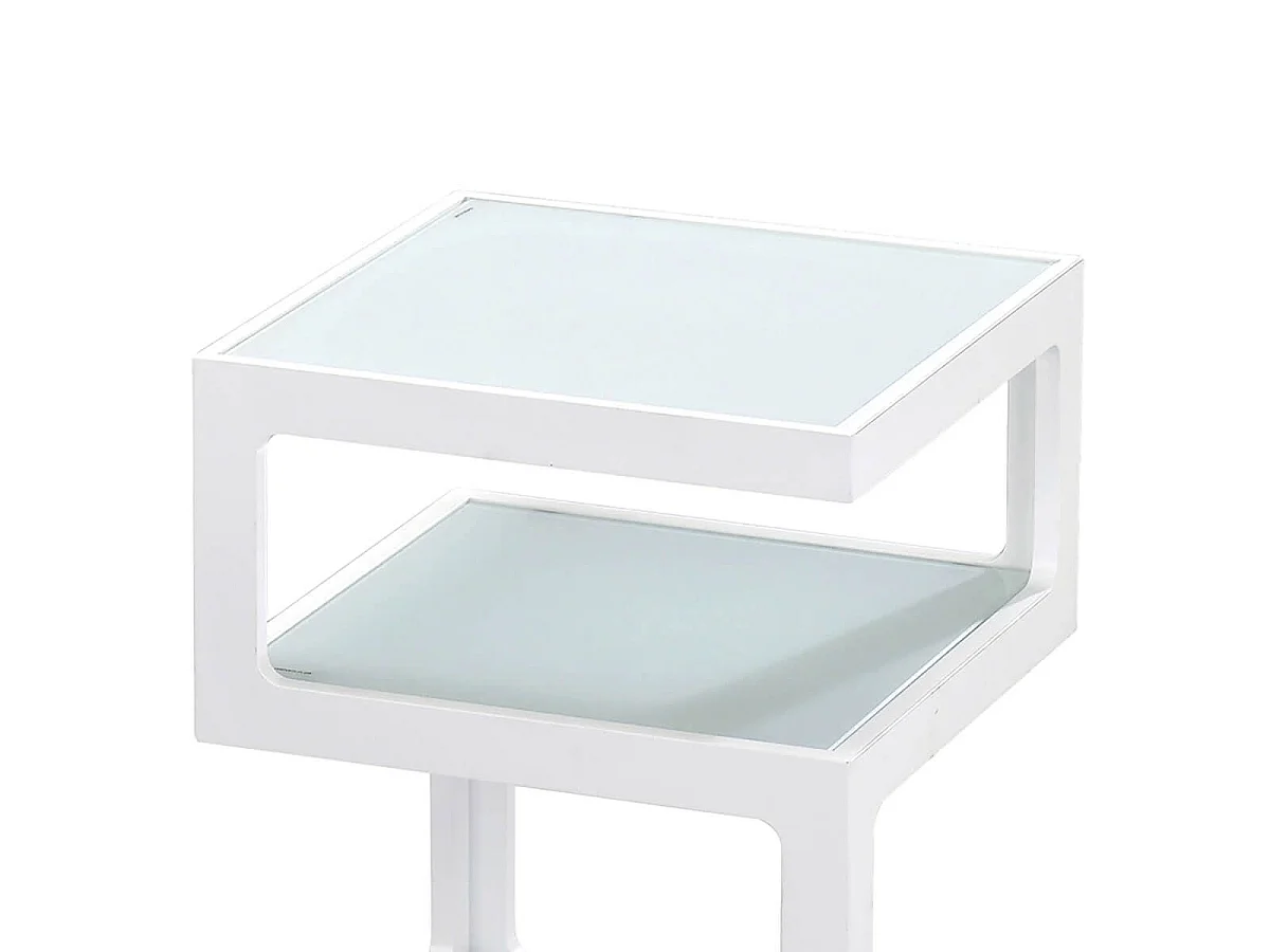 Bout de canapé design cubique plateaux en verre blanc - SQUARE