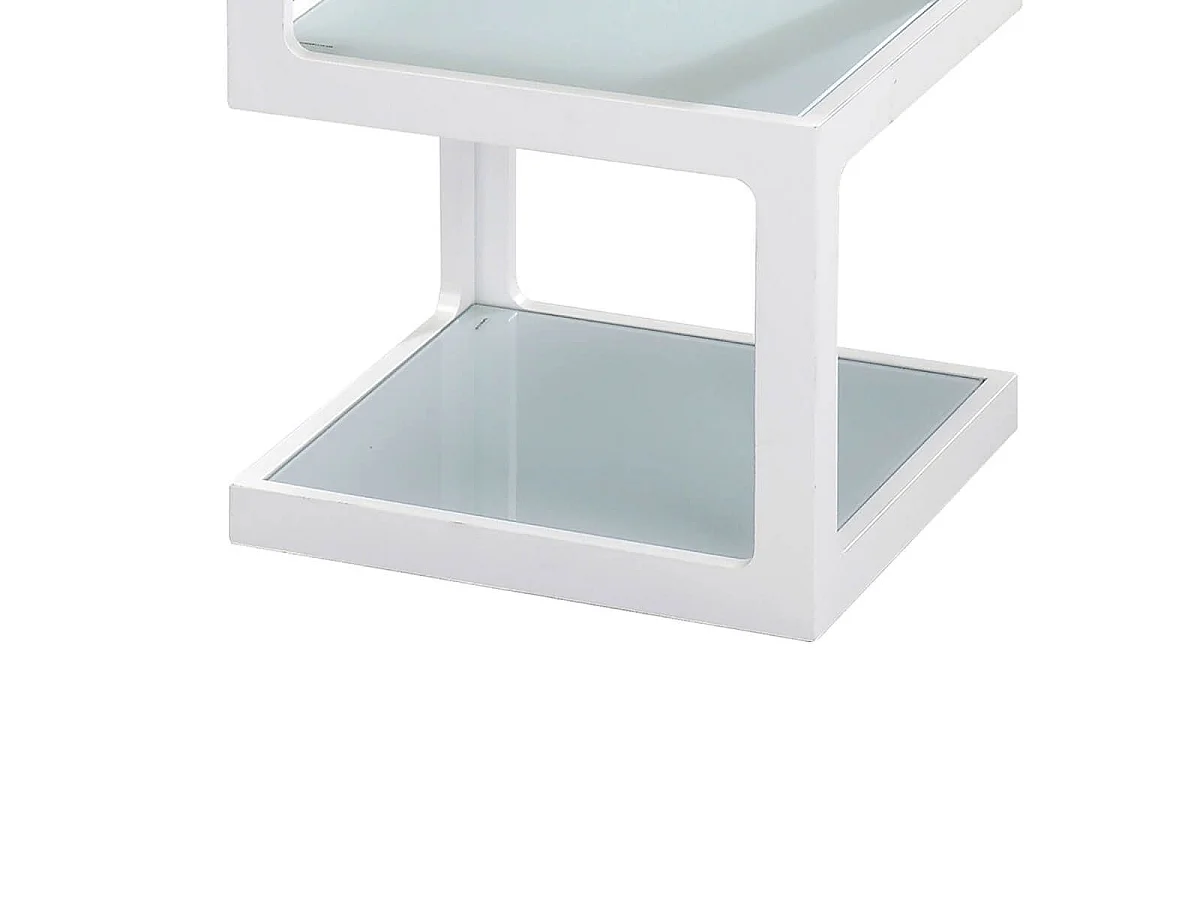 Bout de canapé design cubique plateaux en verre blanc - SQUARE