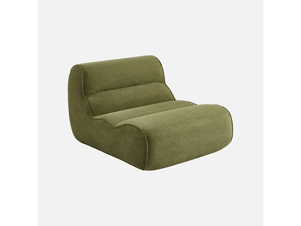 Chauffeuse tissu chenille 1 place kaki - Dario