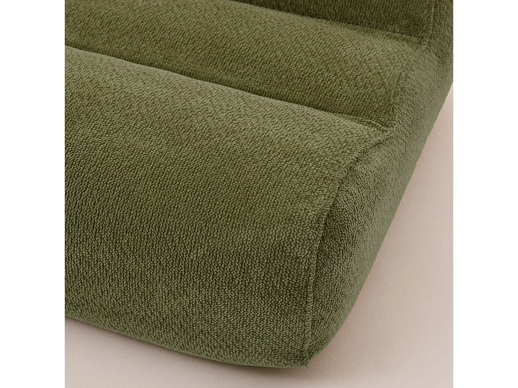 Sillón envasado al vacío de tela chenilla verde kaki