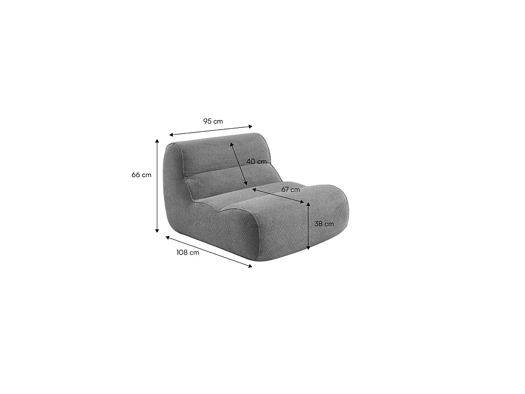 Chauffeuse tissu chenille 1 place crème - Dario