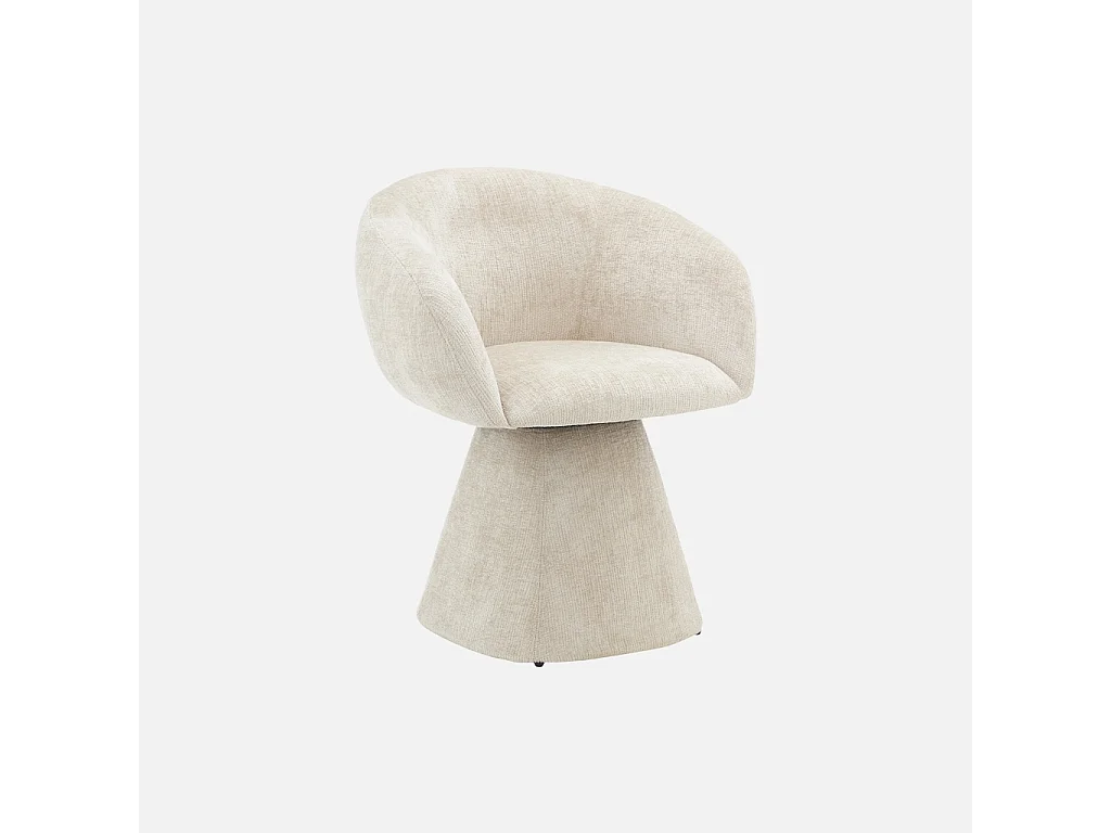 Fauteuil pivotant 180° tissu coton beige - Assia