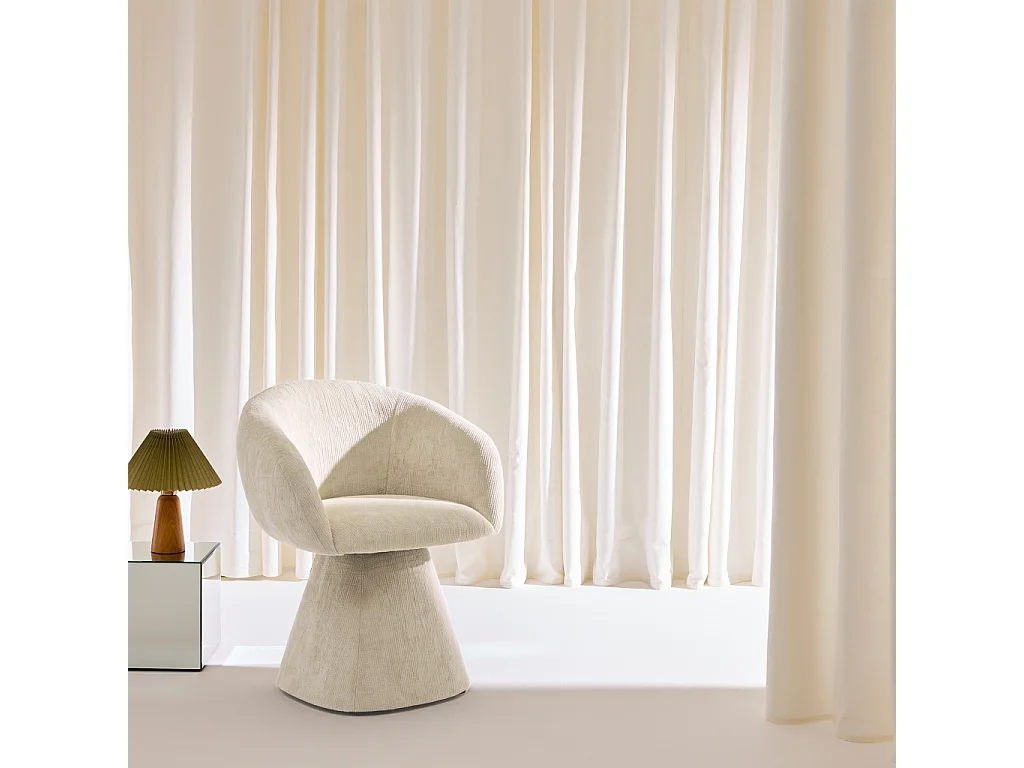 Poltrona girevole 180° in tessuto di cotone Beige - 69x64x80.5 cm