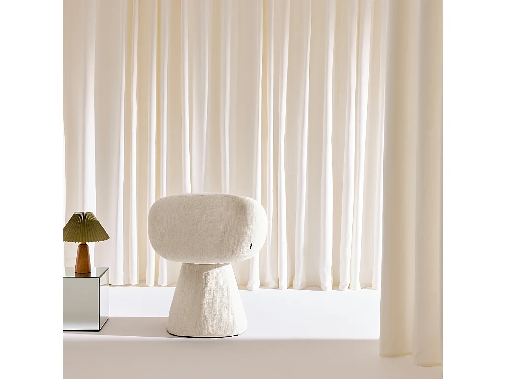 Poltrona girevole 180° in tessuto di cotone Beige - 69x64x80.5 cm