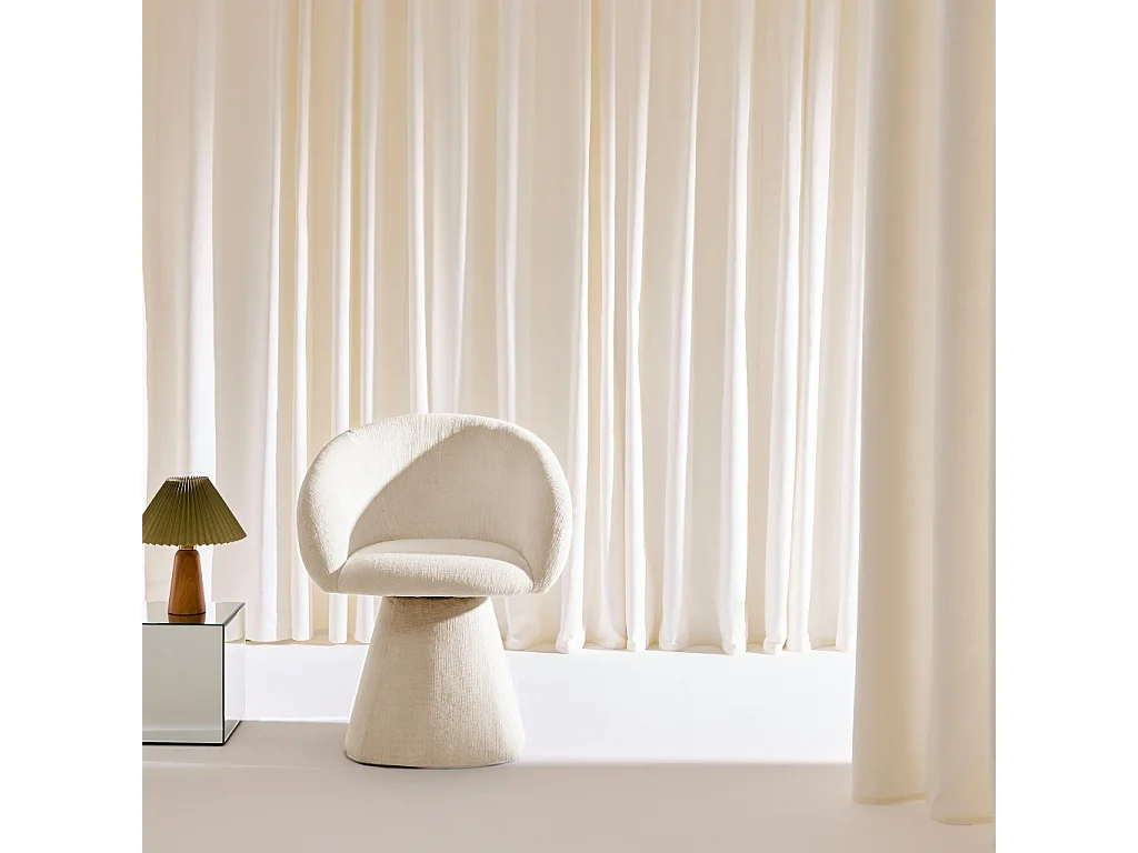 Poltrona girevole 180° in tessuto di cotone Beige - 69x64x80.5 cm