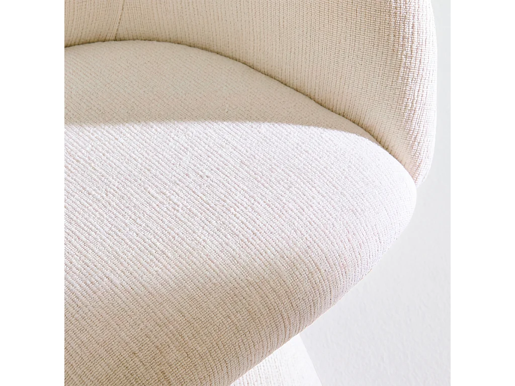 Poltrona girevole 180° in tessuto di cotone Beige - 69x64x80.5 cm