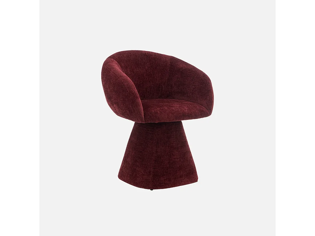Fauteuil pivotant 180° tissu coton bordeaux - Assia
