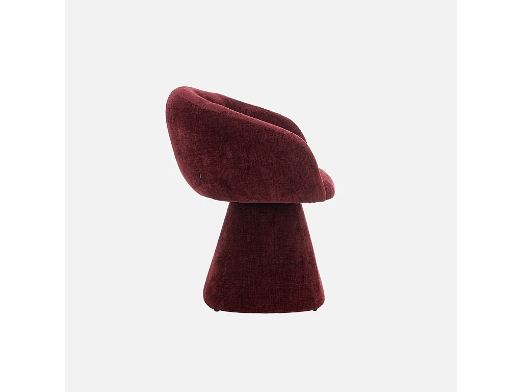Fauteuil pivotant 180° tissu coton bordeaux - Assia
