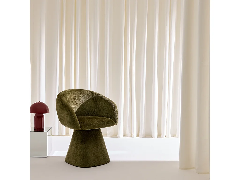 Sillón giratorio 180° tela de algodón verde kaki