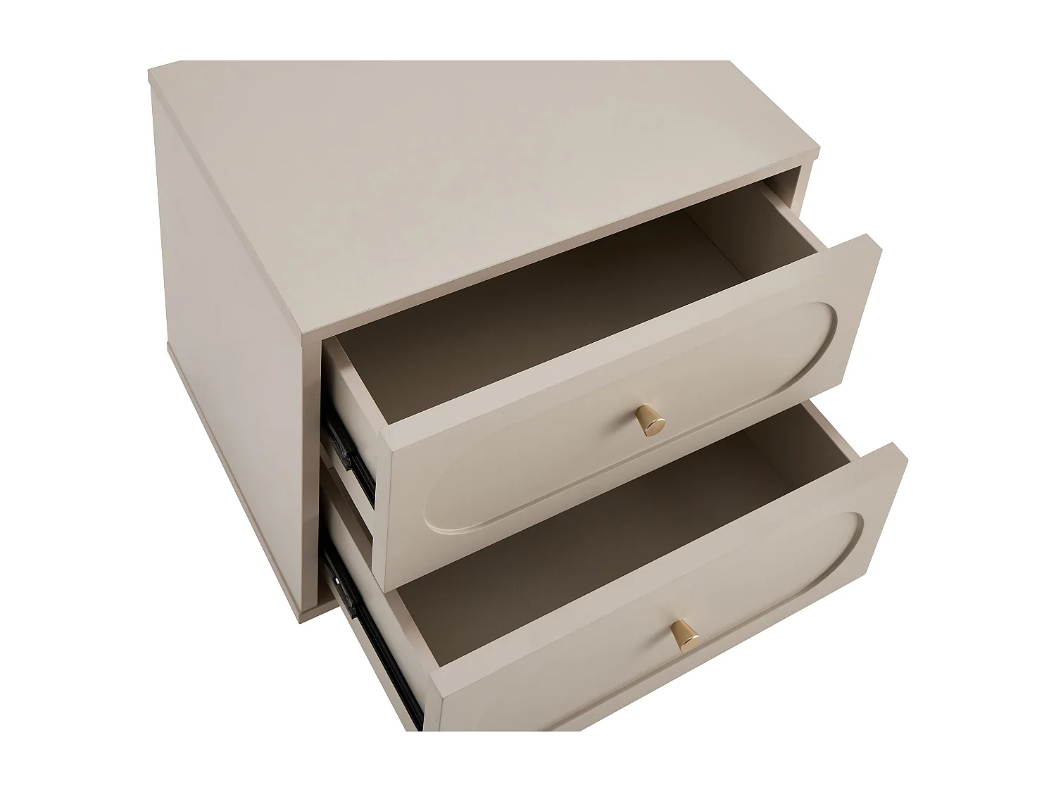 Lot de 2 tables de chevet avec 2 tiroirs - Beige et doré - VALONIRO