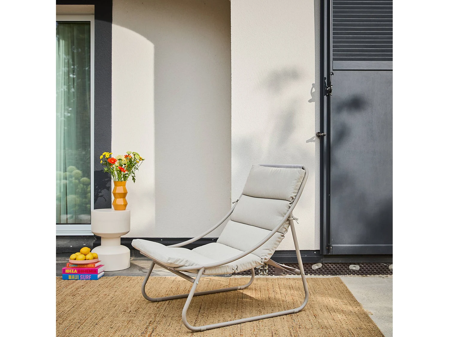 Sillón relax de acero. Set de 2 beige
