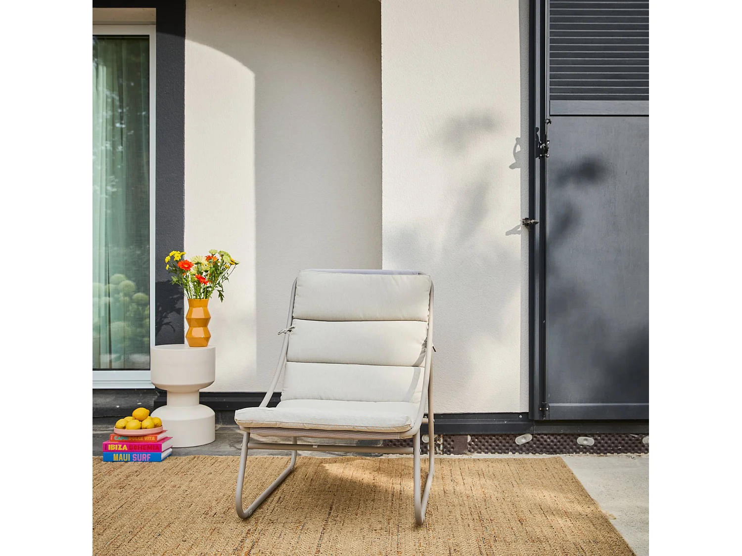 Sillón relax de acero. Set de 2 beige