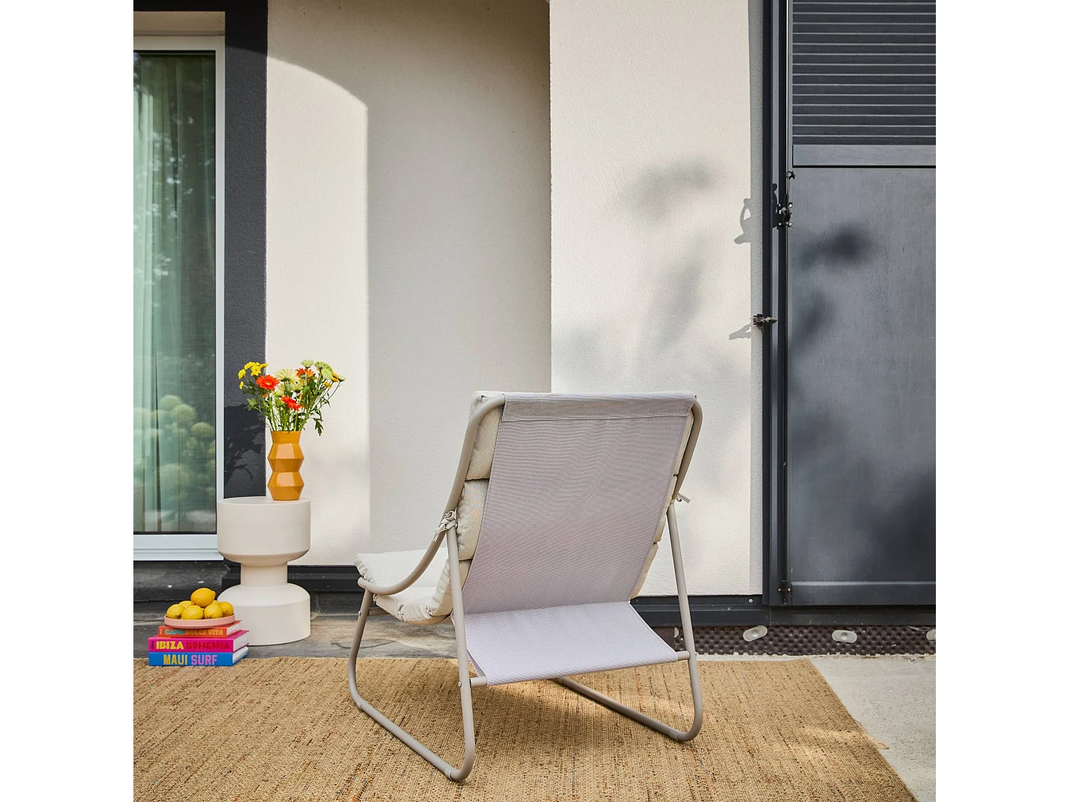 Sillón relax de acero. Set de 2 beige