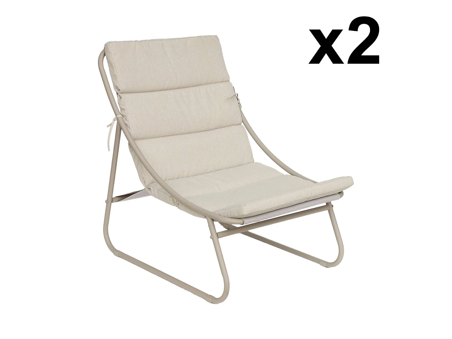 Sillón relax de acero. Set de 2 beige