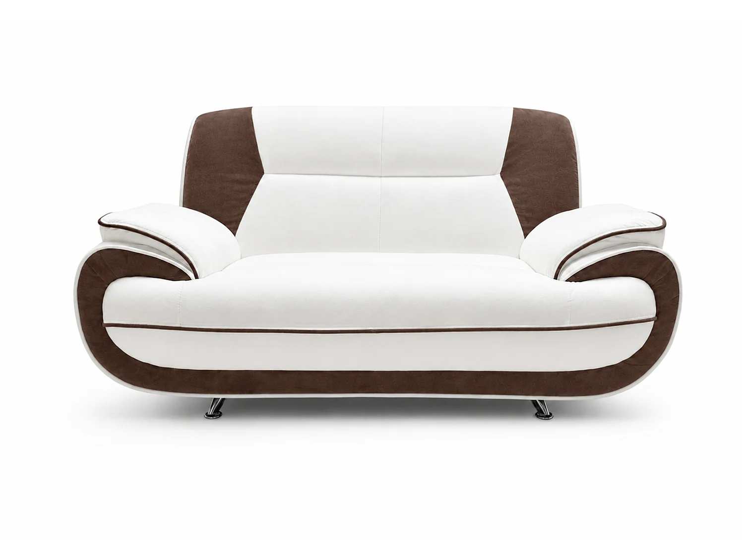 Ensemble salon PALERMO 3-2-1 en tissu KRONOS blanc-brun