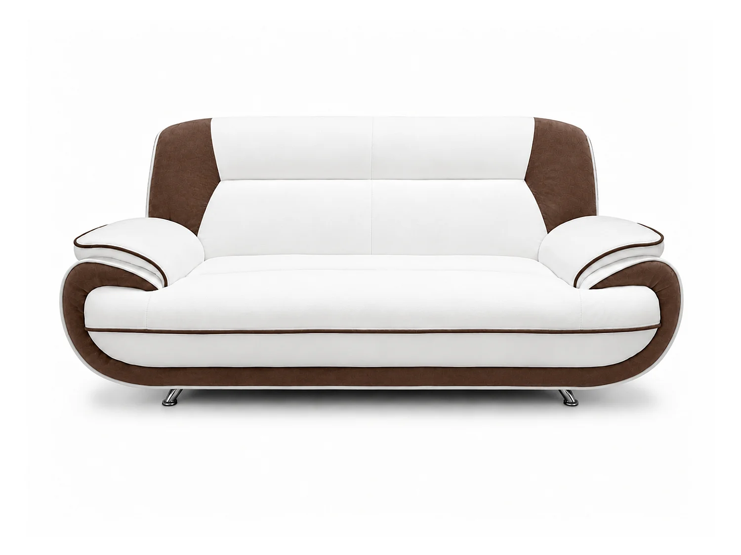 Ensemble salon PALERMO 3-2-1 en tissu KRONOS blanc-brun