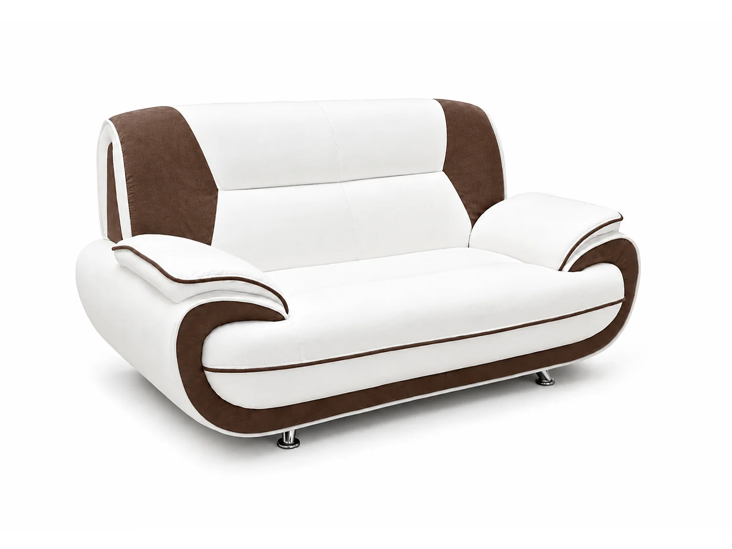 Sofa PALERMO 2-Sitzer – elegantes Sofa für das Wohnzimmer im Stoff KRONOS weiß-braun