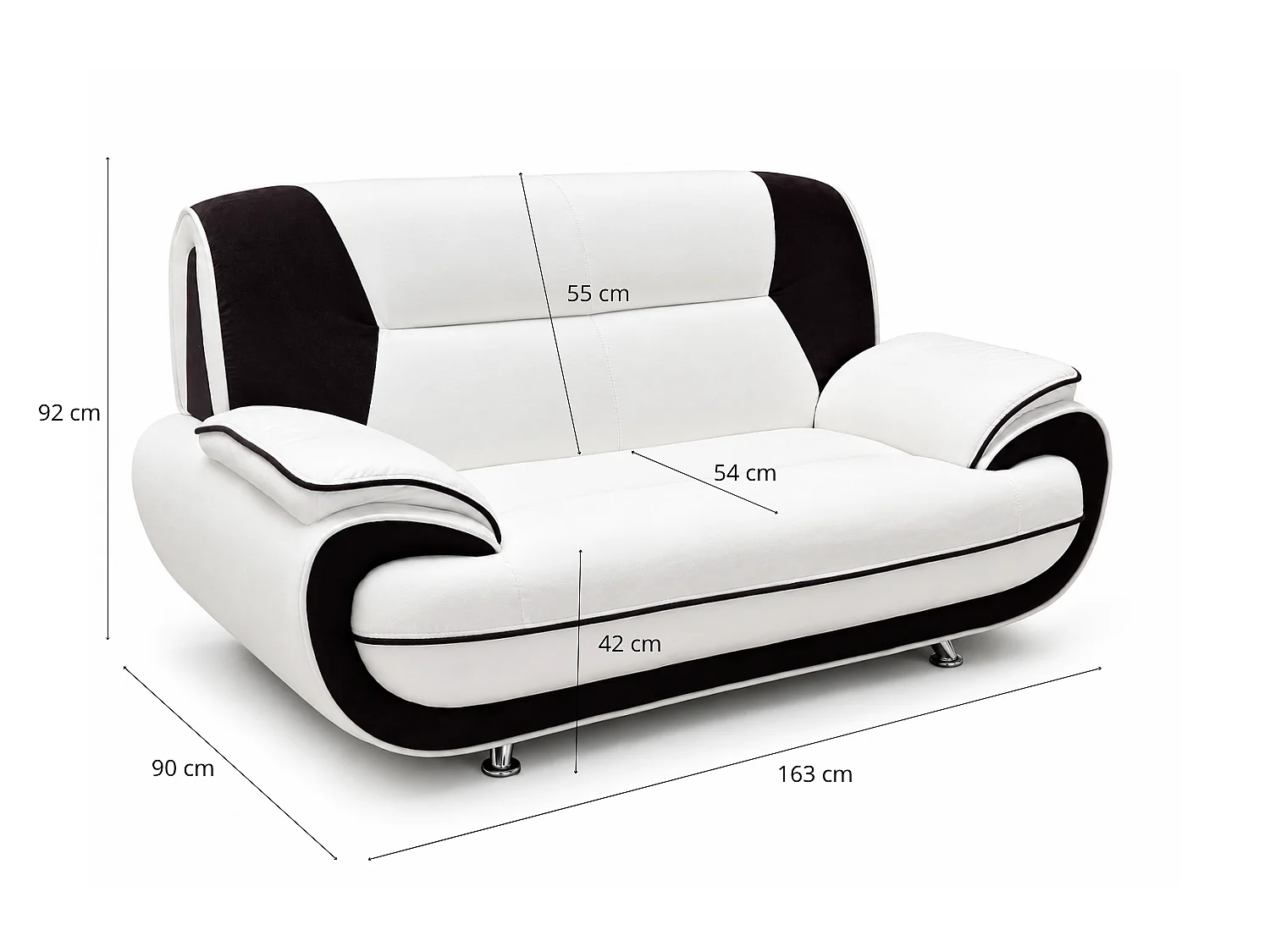 Sofa PALERMO 2-Sitzer – elegantes Sofa für das Wohnzimmer im Stoff KRONOS weiß-braun