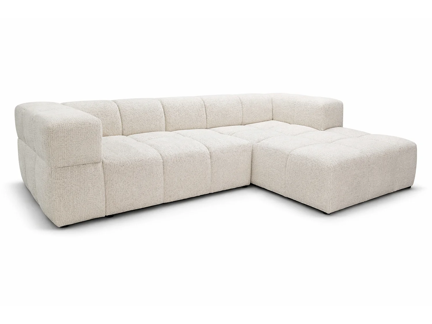 RUBI – canapé d’angle convertible droit 288x182 cm, BELLO 5 blanc
