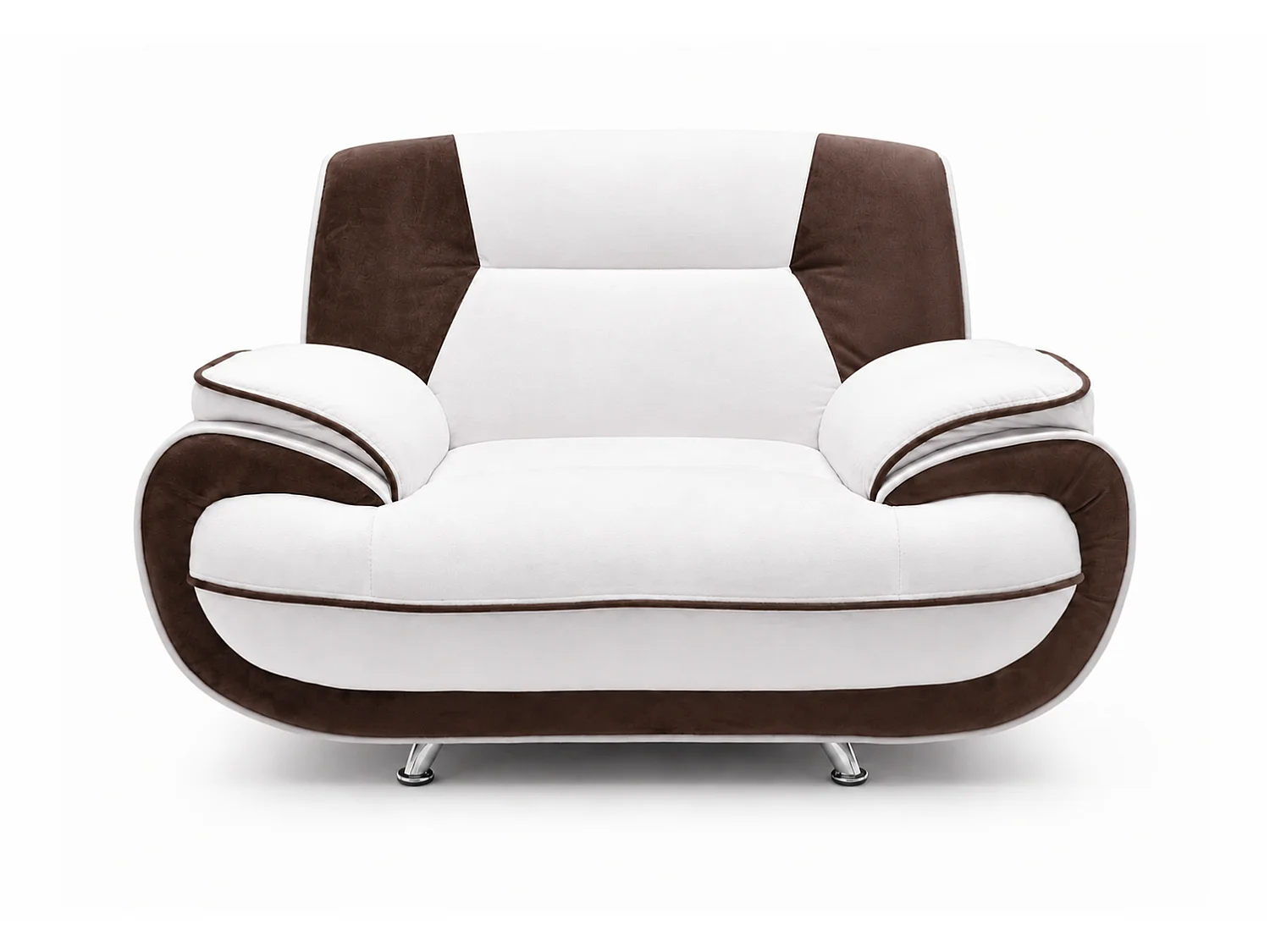 Fauteuil PALERMO – fauteuil élégant pour le salon en tissu KRONOS blanc-brun
