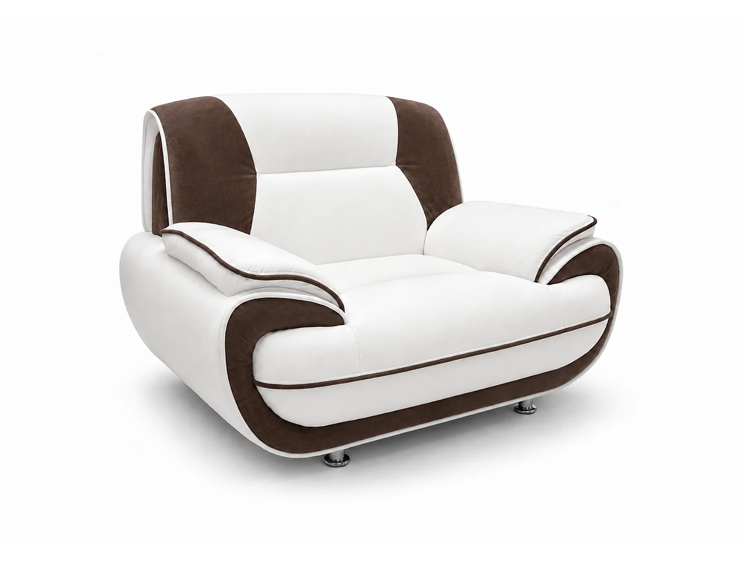Fauteuil PALERMO – fauteuil élégant pour le salon en tissu KRONOS blanc-brun